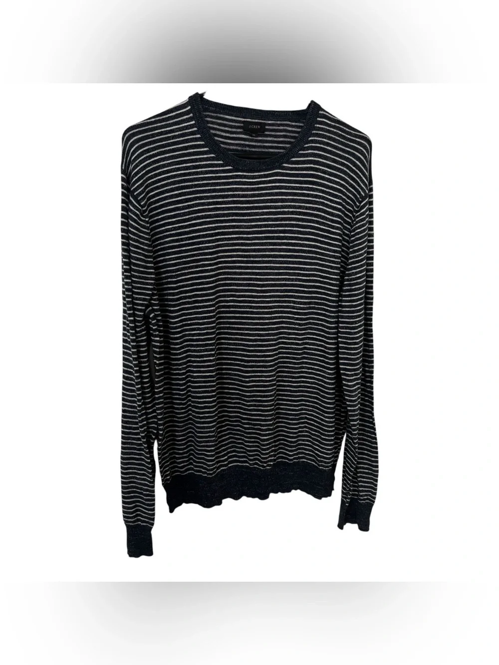 J. Crew Mens dark blue & White Stripe Crewneck Sweater 100% cotton XL